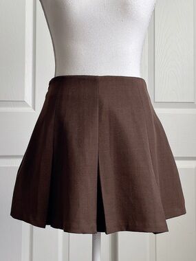 Brown box pleat skirt